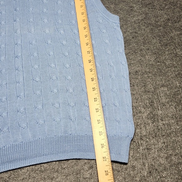 Brooks Brothers Country Club Cable Knit Sweater Vest Light Blue Large Preppy - Picture 5 of 6